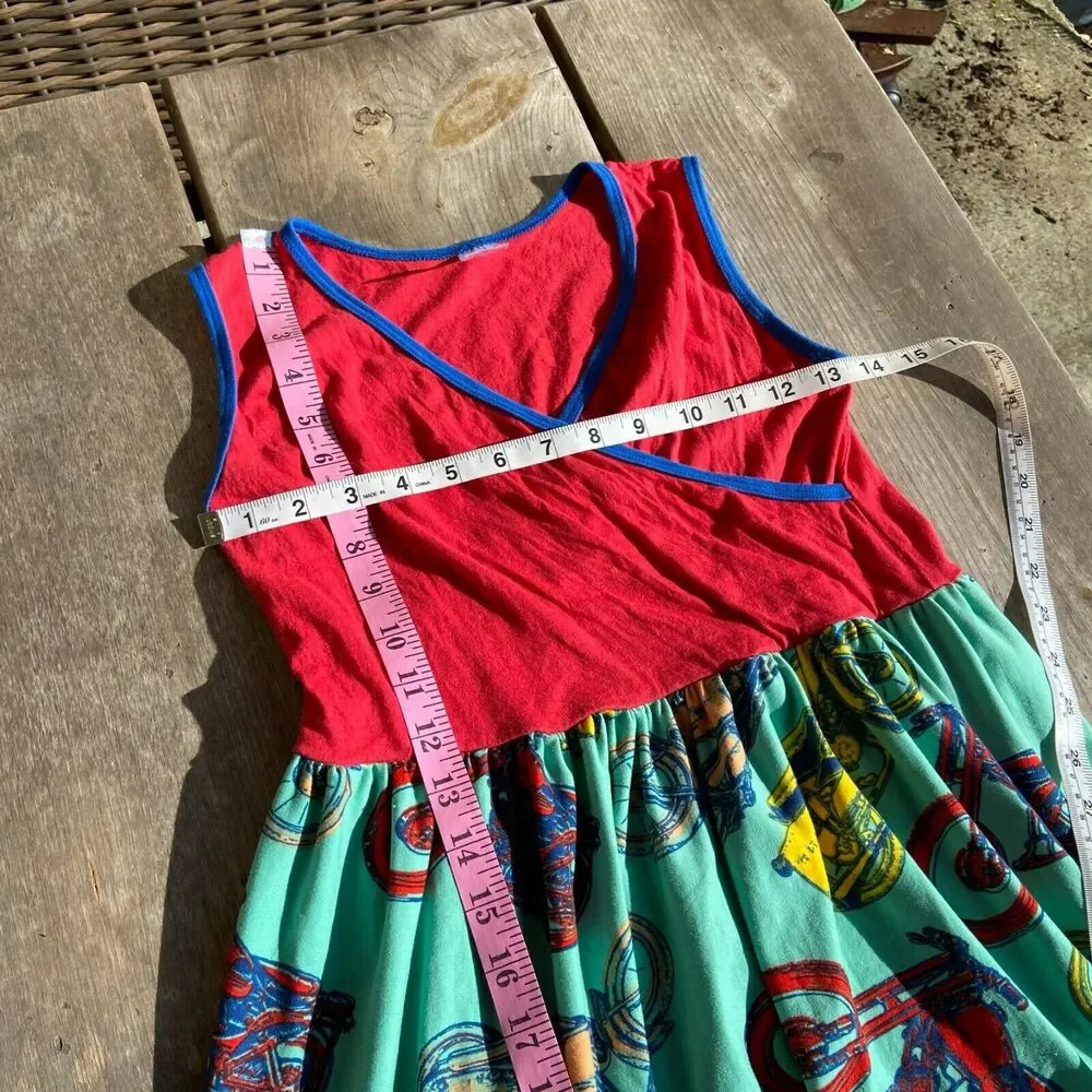 Chris N‎ Missy Red Teal Motorcycle Dress Butter Soft Twirl Size 12